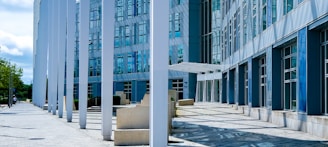 blue and white concrete building during daytime