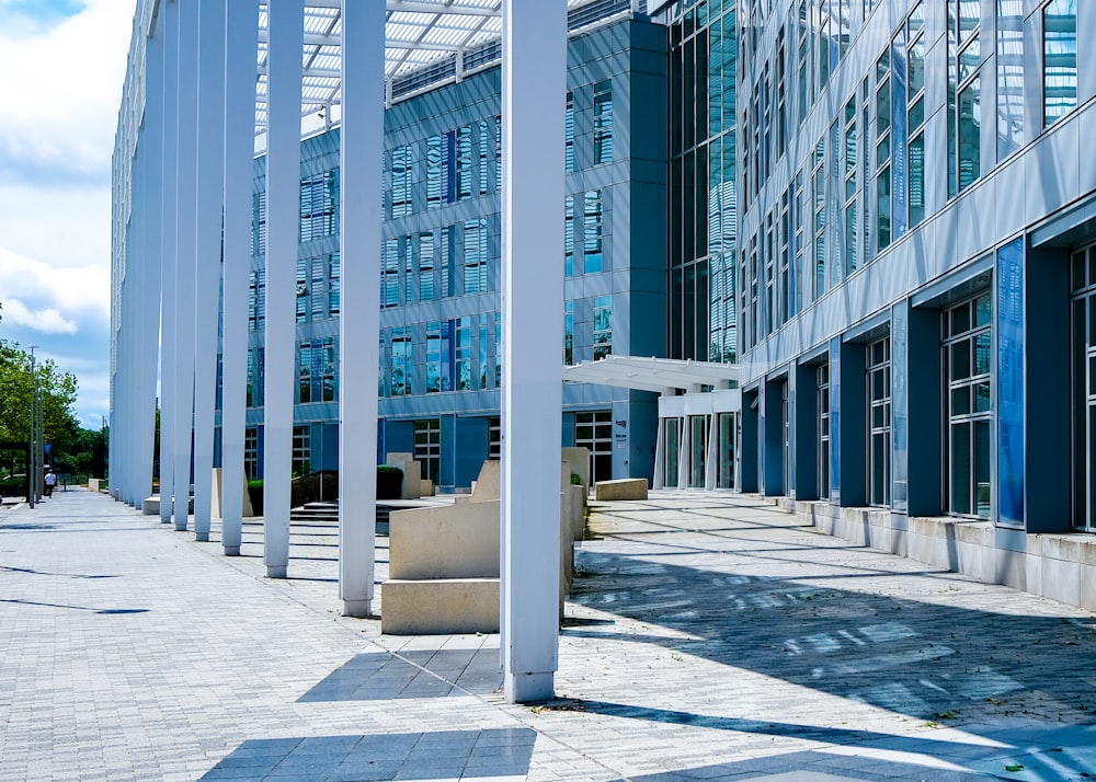 blue and white concrete building during daytime