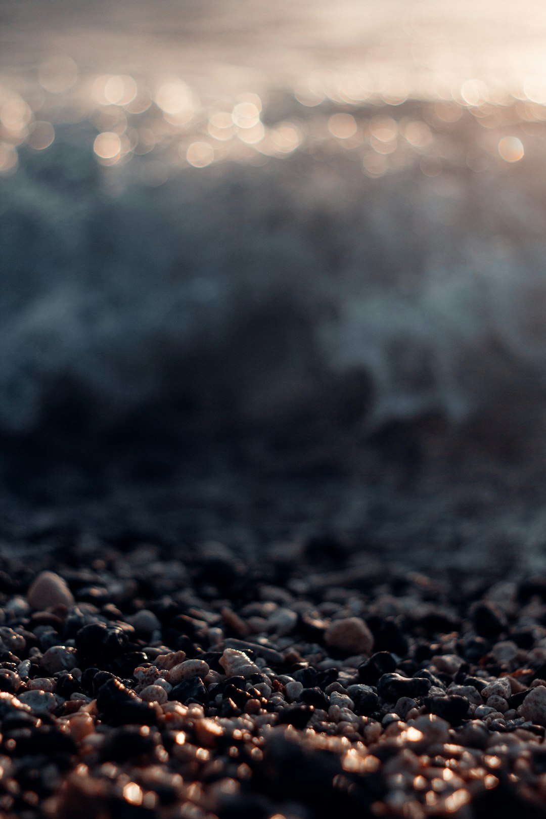 black stones on the shore