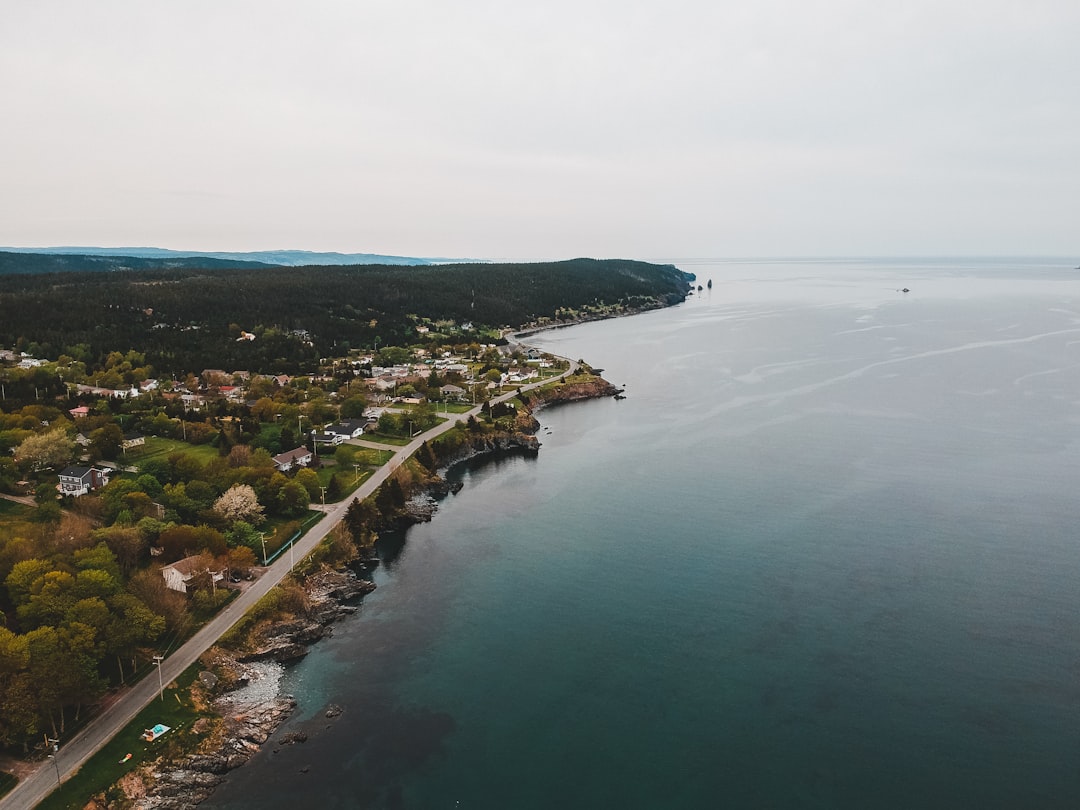 aerial view of city near body of water during daytime