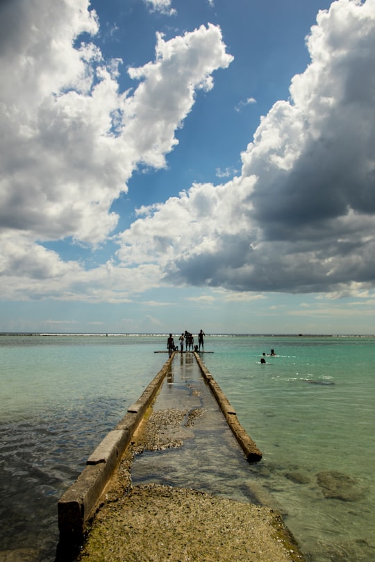 people walking on wooden dock under blue and white cloudy sky during daytime in Boca Chica Dominican Republic
