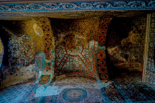 brown and black floral ceiling in Hagia Sophia Museum Turkey