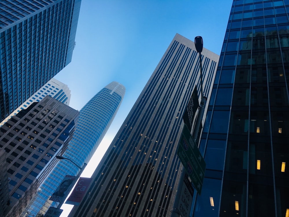 low angle photography of high rise buildings