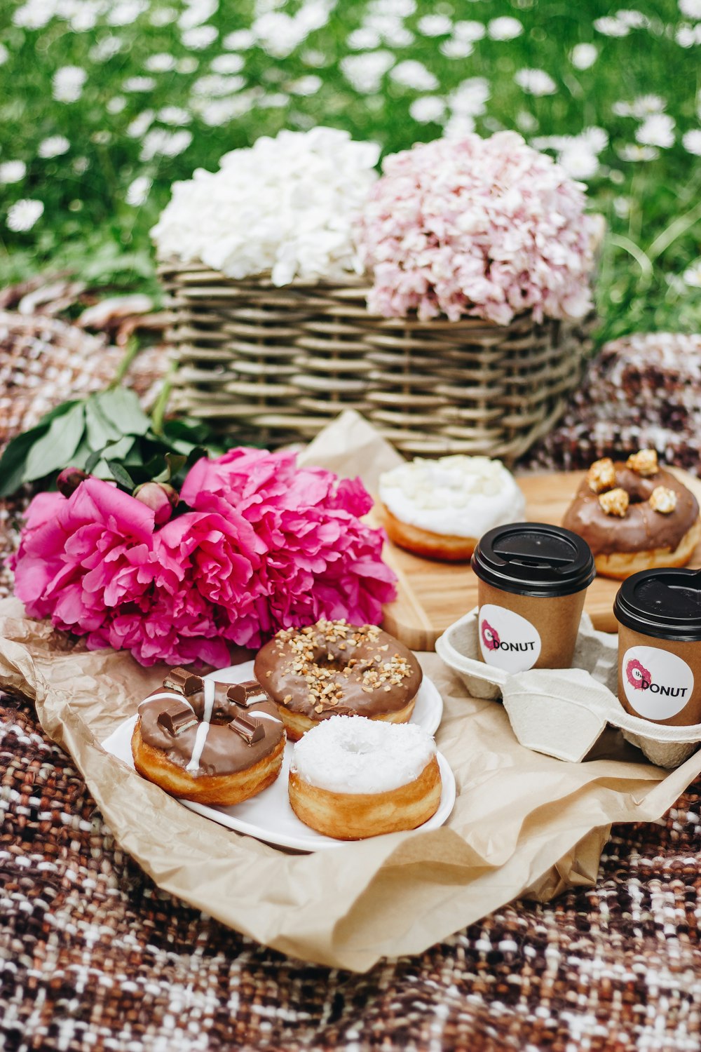 brown and white coffee cups on brown wooden tray