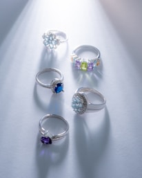 Elegant rings showcasing unique gem designs.