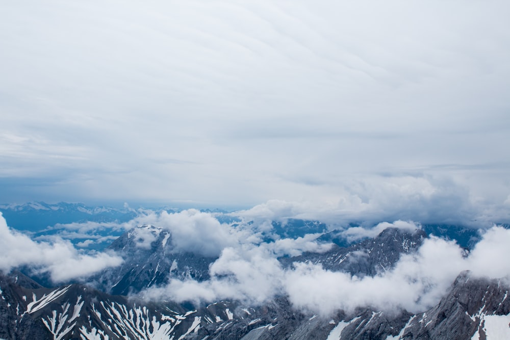 snow covered mountain under cloudy sky during daytime