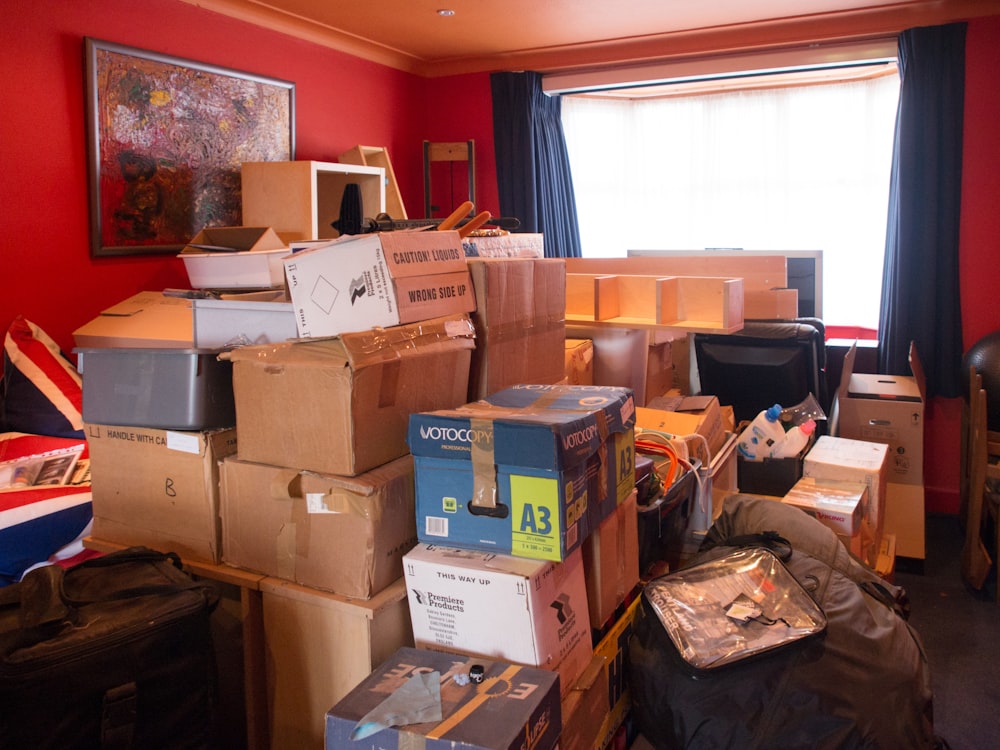 brown cardboard boxes on brown wooden table