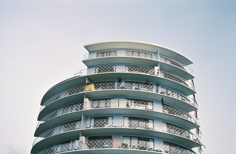 white and blue concrete building