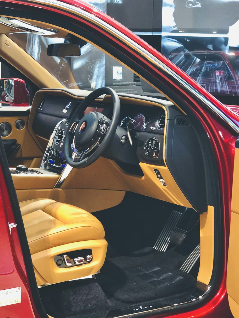 black and orange car interior