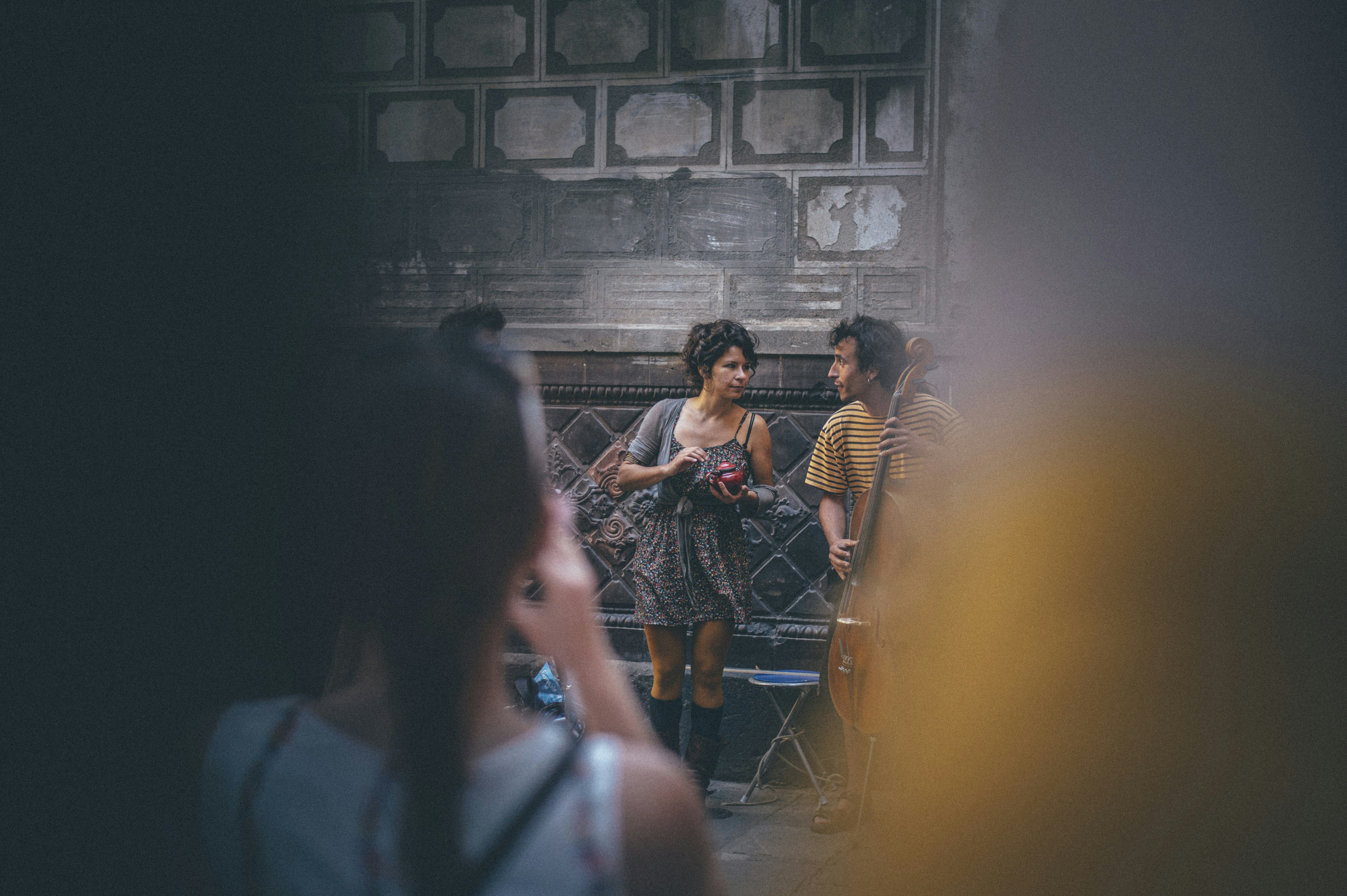 Street musicians in Barcelona.