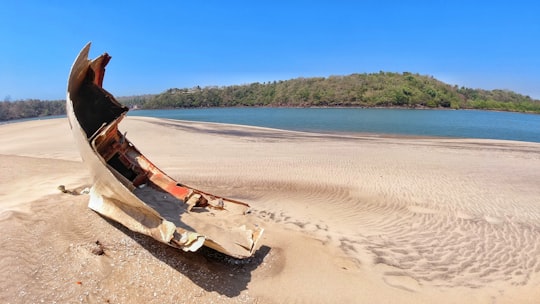 brown wooden boat on brown sand near body of water during daytime in Querim India