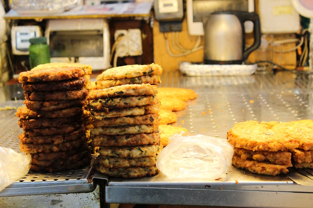 fried food on stainless steel tray