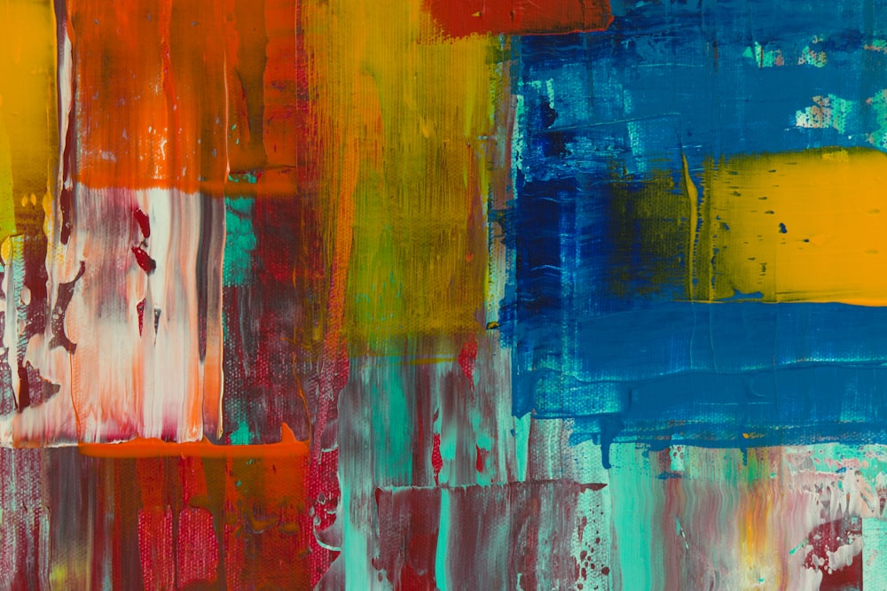 red yellow blue and white abstract painting
