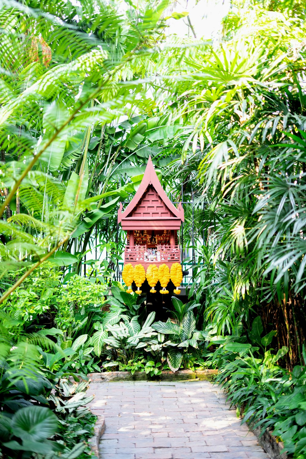 brown wooden house in the middle of green banana plants