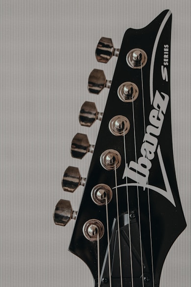 black and brown guitar headstock