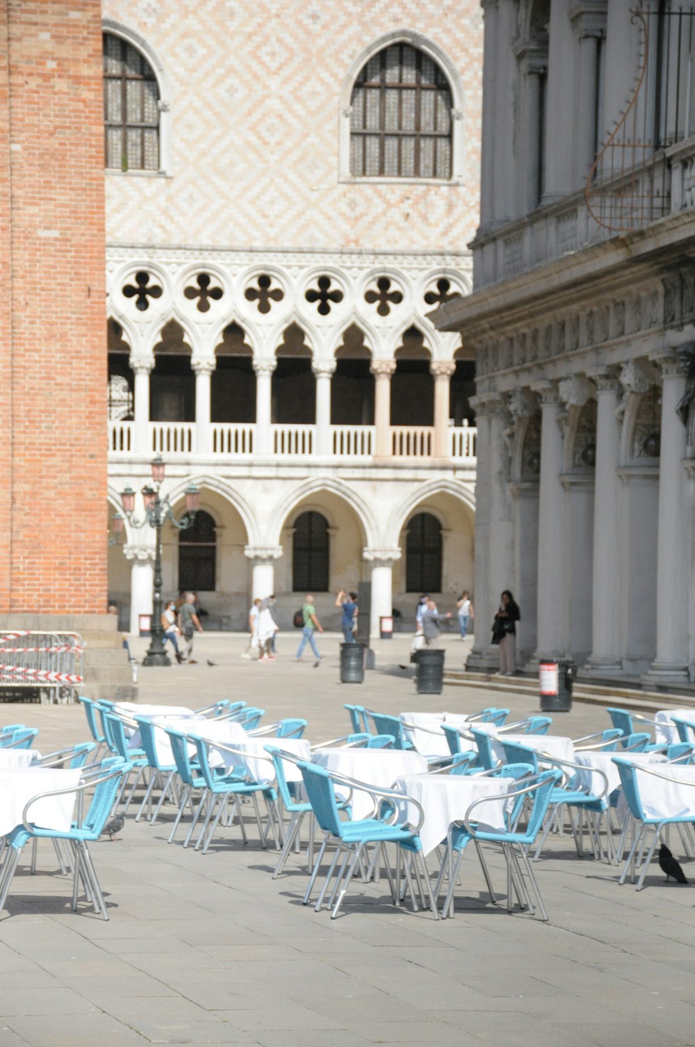 blue and white table and chairs set