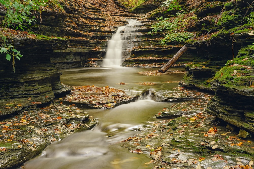 time lapse photography of waterfalls