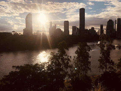 A scenic outdoor shot from a recent episode featuring the city skyline at sunset.