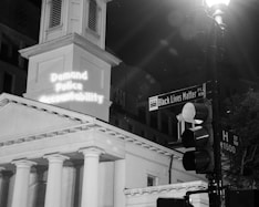grayscale photo of city street