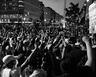 grayscale photo of people on street