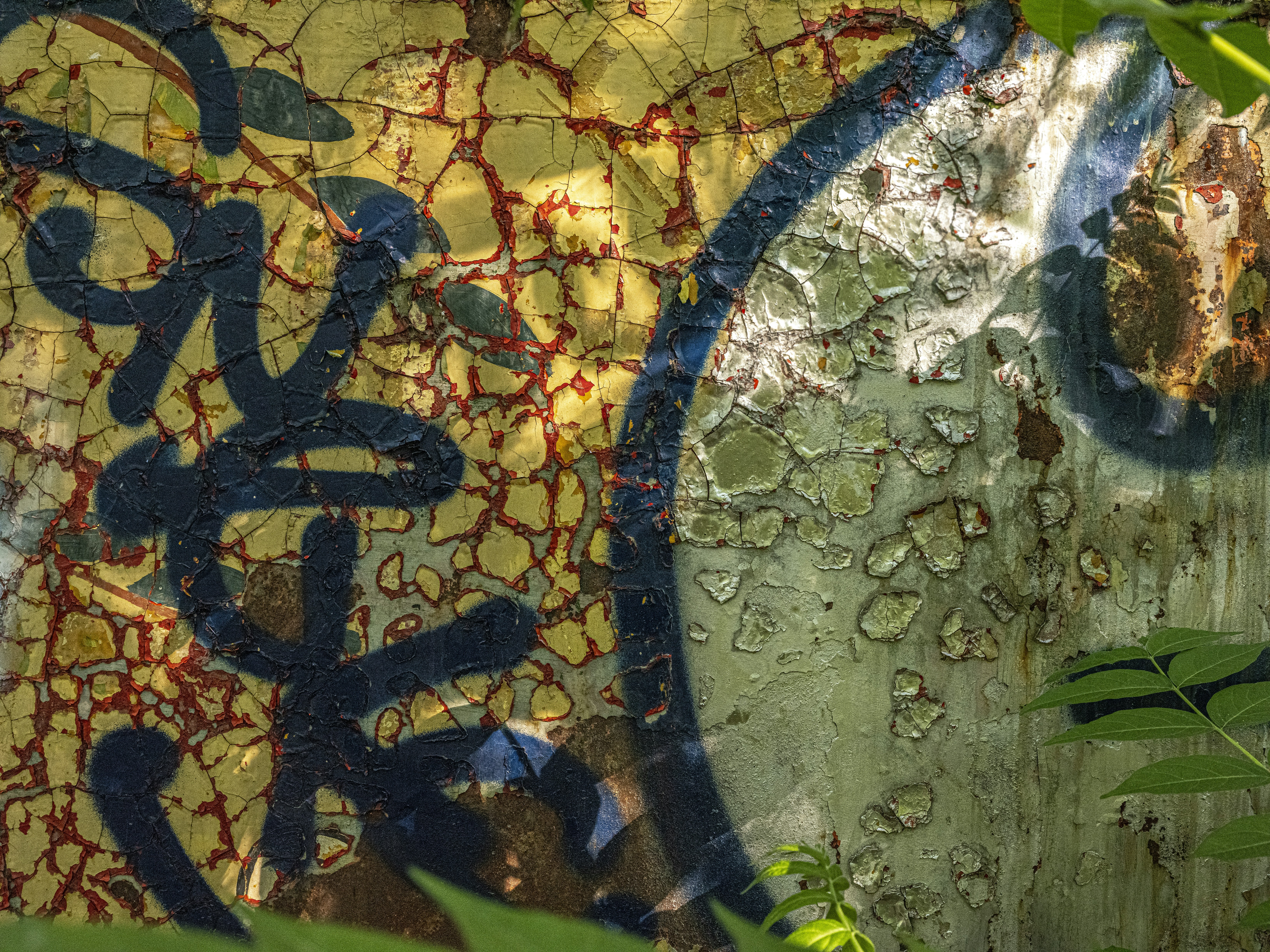 green and brown abstract painting