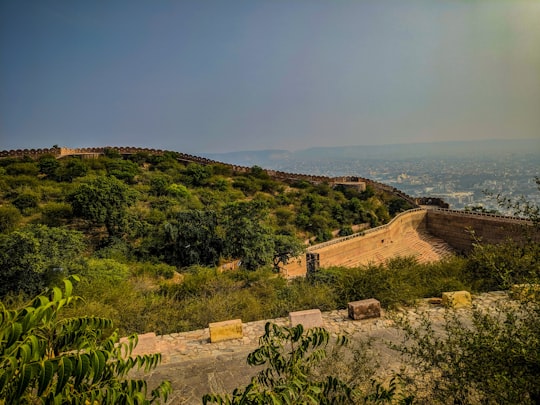 brown concrete houses near body of water during daytime in Nahargarh India