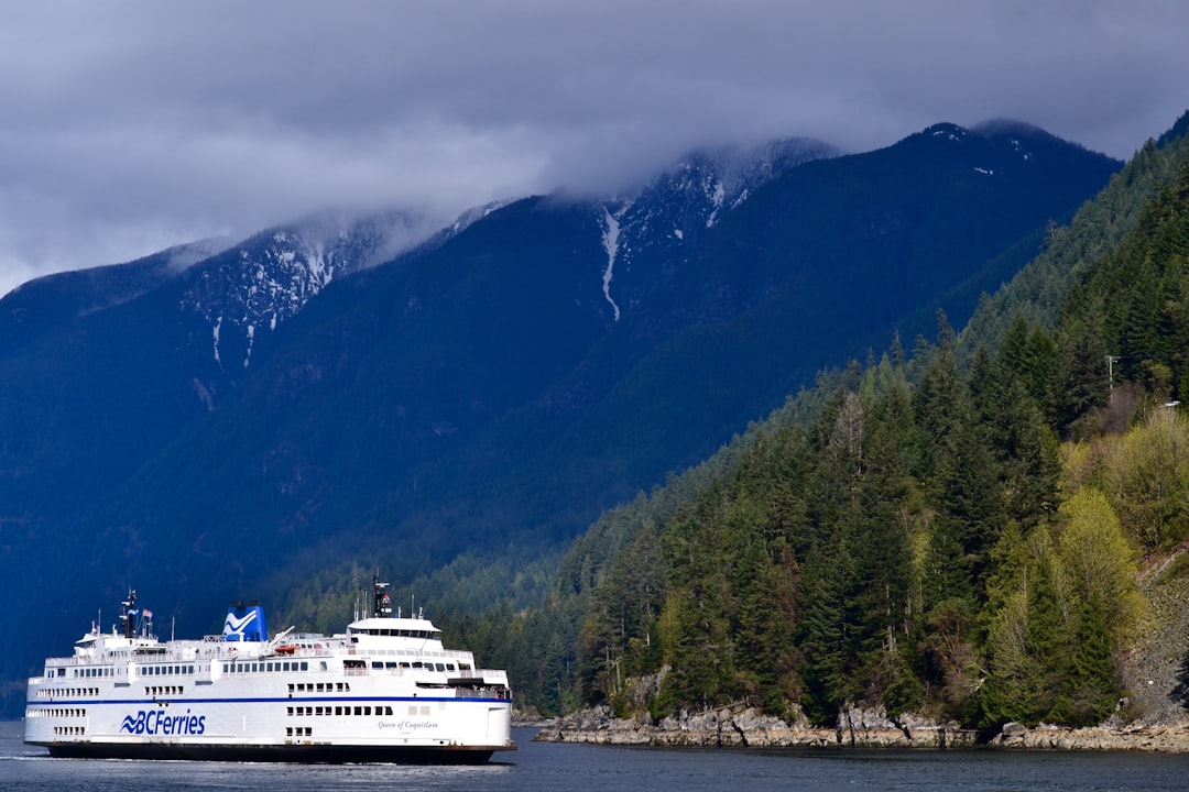 white cruise ship on river near green mountain under white clouds and blue sky during daytime