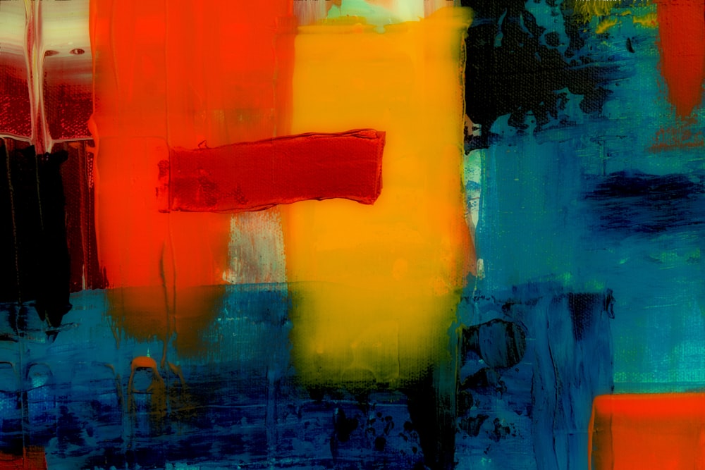 yellow red and blue abstract painting