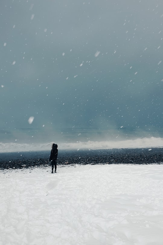 person in black jacket standing on snow covered ground under blue sky during daytime in Batumi Georgia