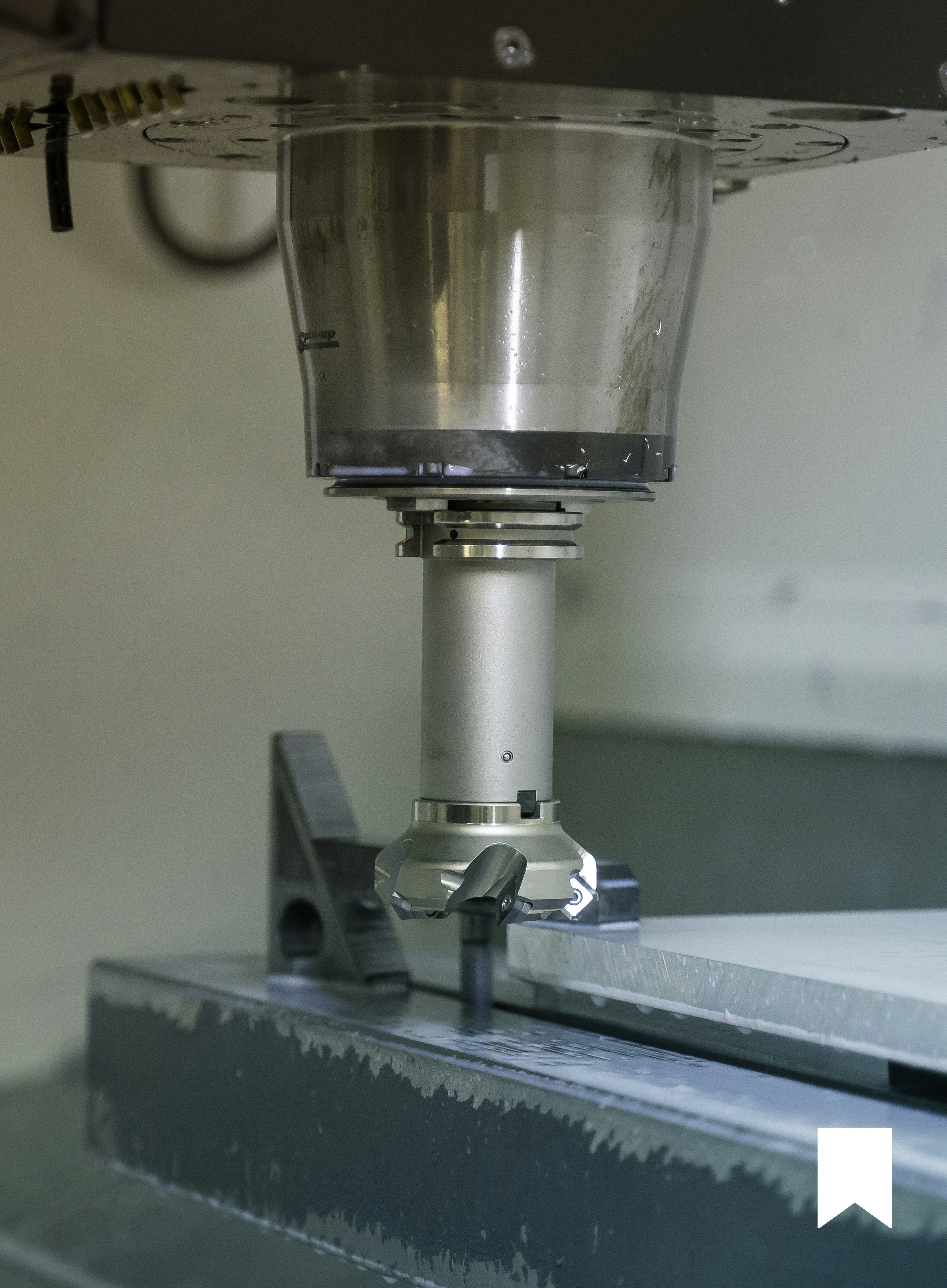 Spindle in CNC router performing precise cutting