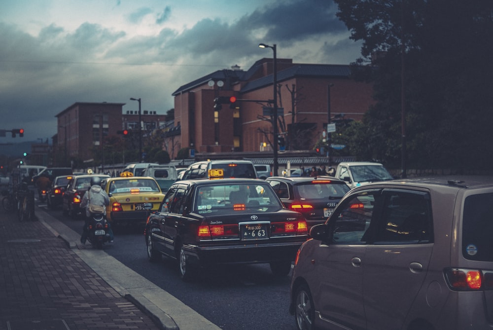 cars on road during night time