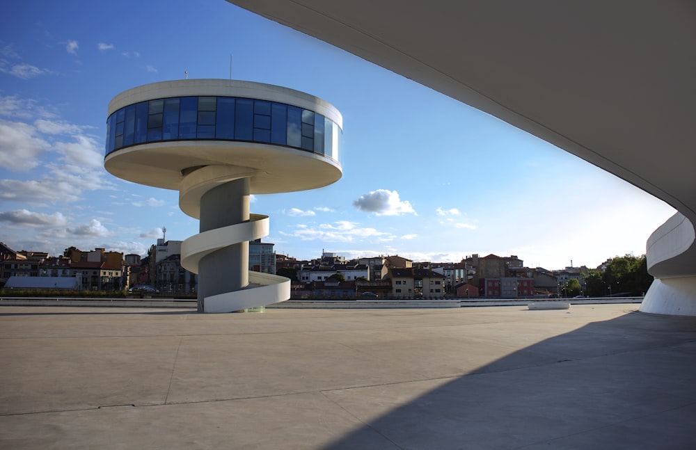 white and blue concrete building