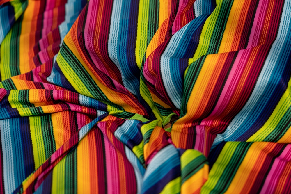 red yellow green and blue striped textile