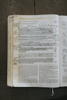 An open Bible with highlighted verses and notes in different languages.