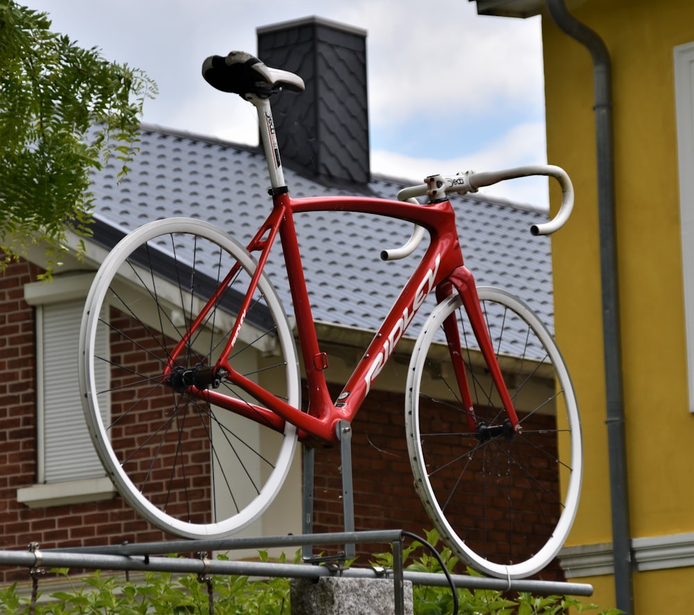 red and white road bike
