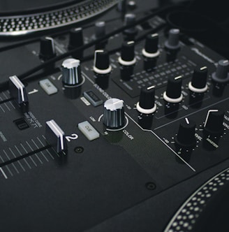 black and silver audio mixer