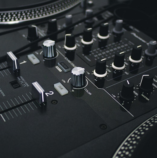 black and silver audio mixer