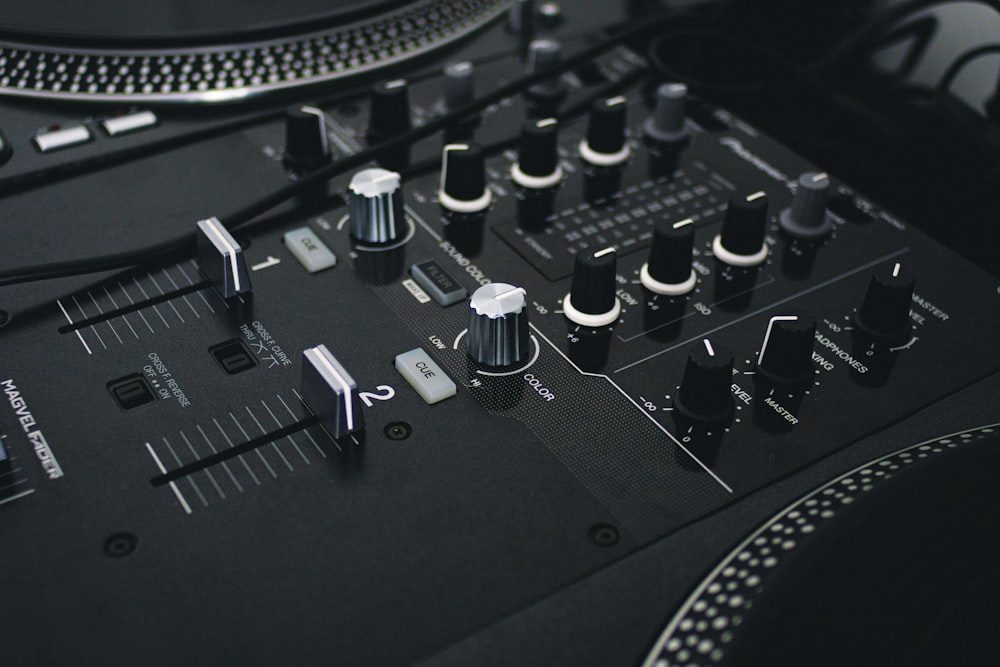 black and silver audio mixer