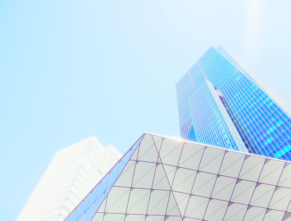 white and blue concrete building