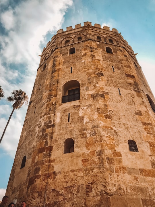 brown concrete tower under cloudy sky in Torre del Oro Spain