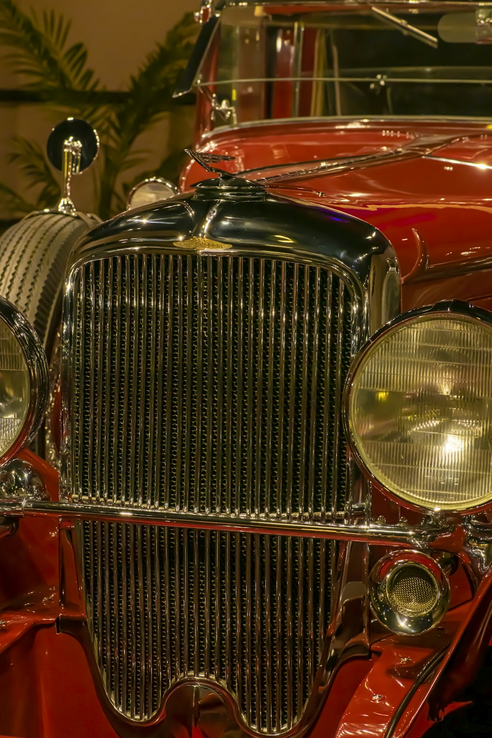 red and silver vintage car