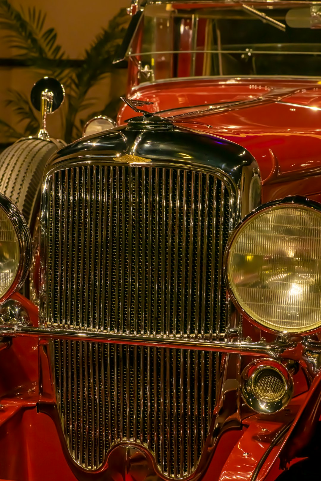 red and silver vintage car