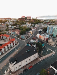 An aerial view of a vibrant urban community.