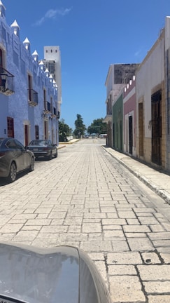 Colorful colonial buildings lining a historic Latin American city street.