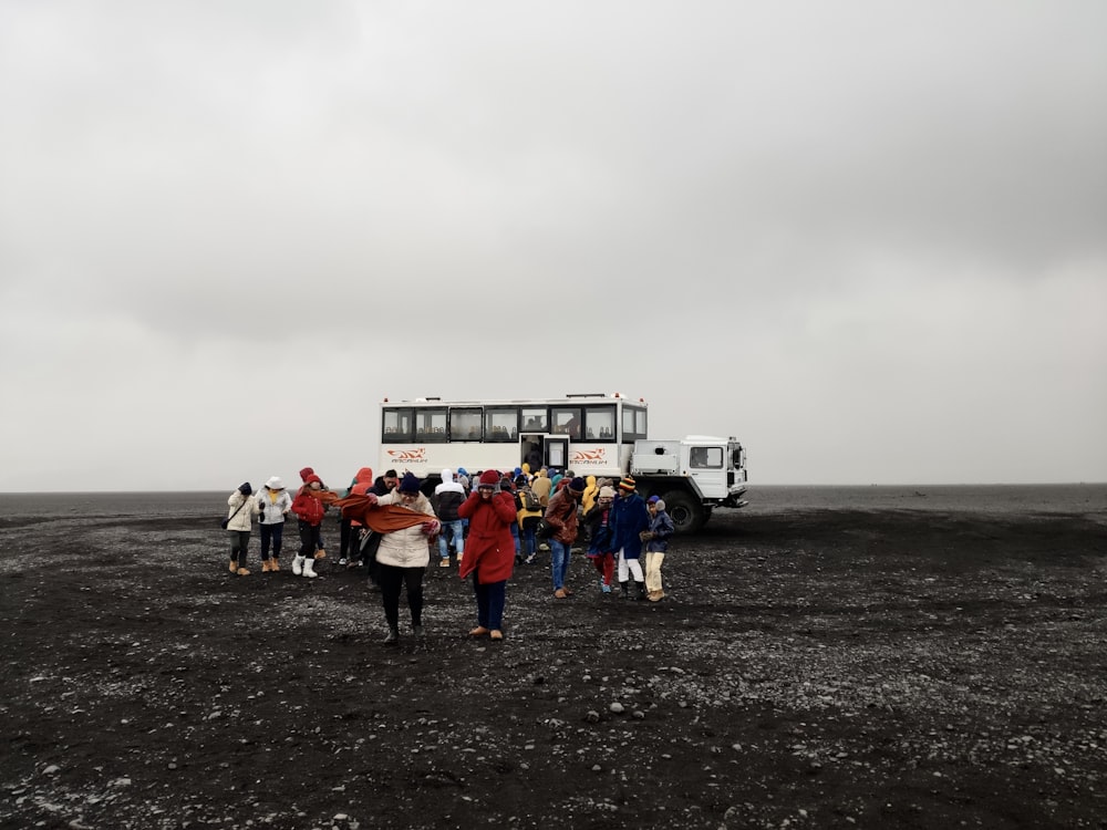 people standing on beach during daytime