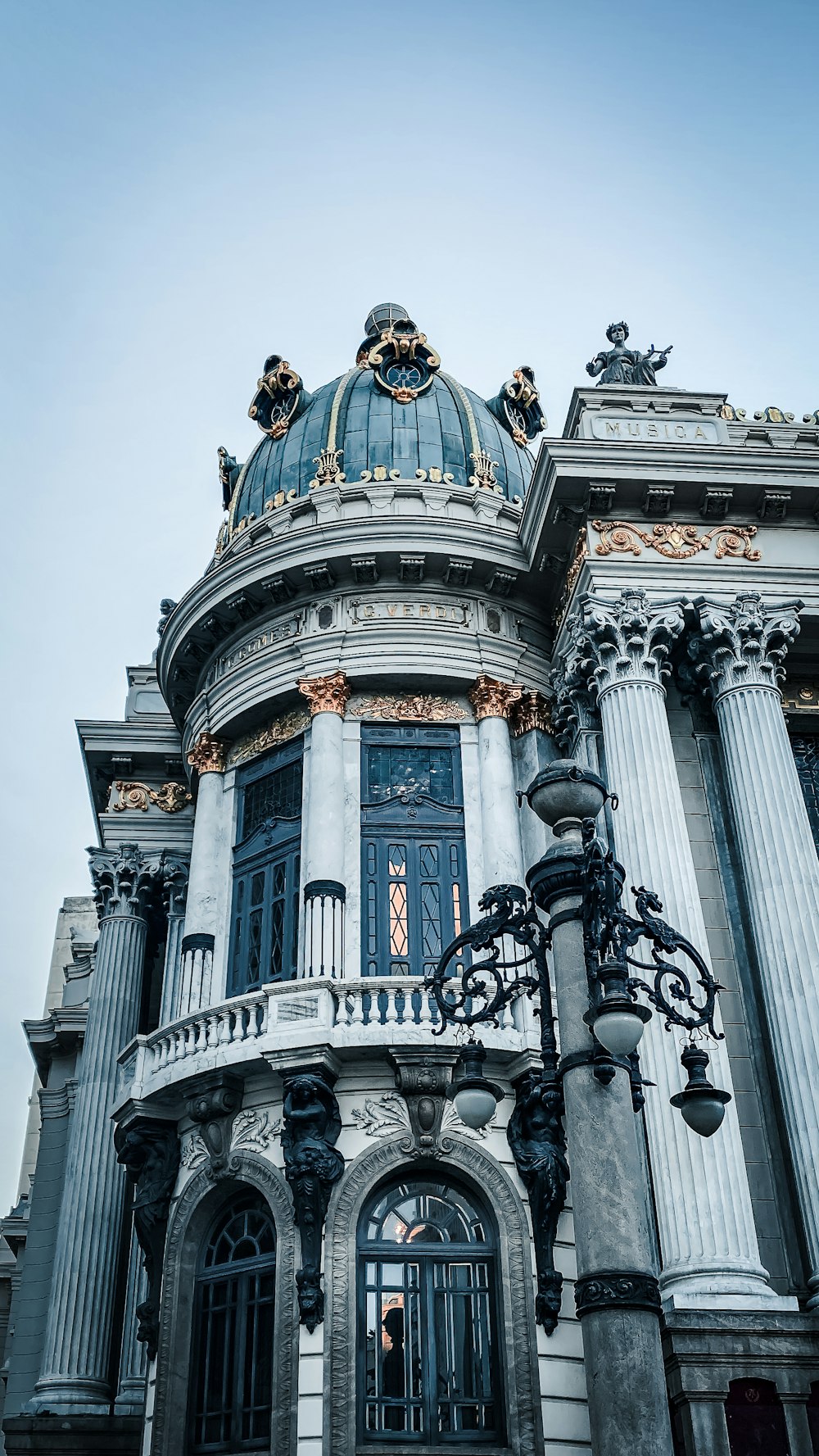 white and blue concrete building