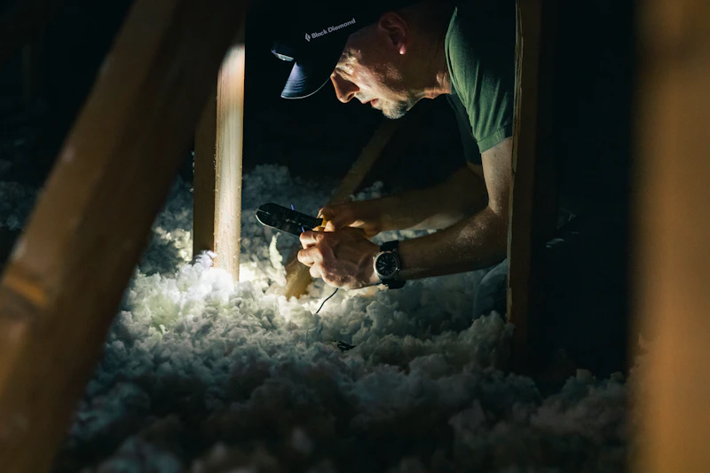 Insulation material being installed in a villa roof space