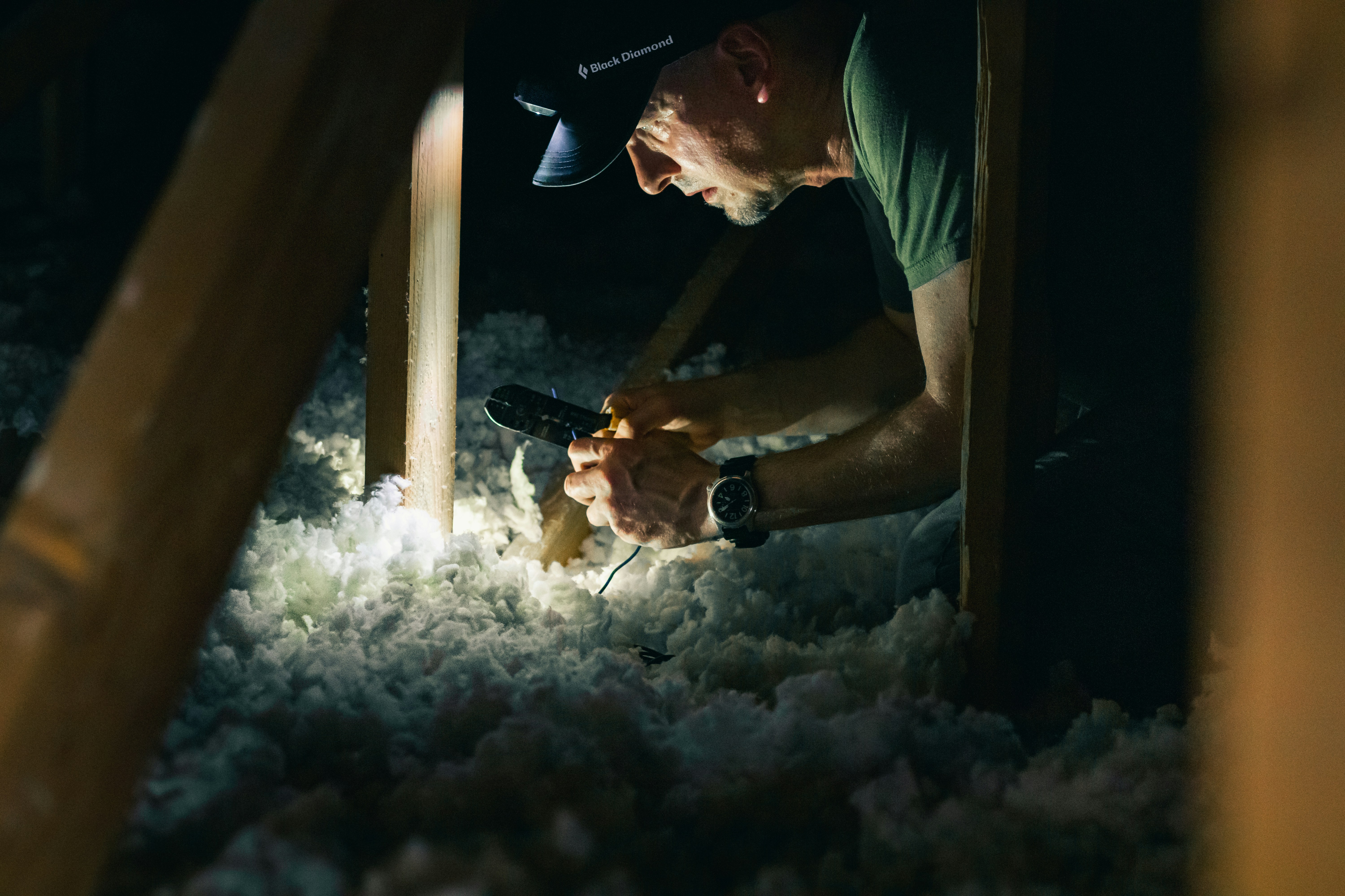 man working in dark attic of house with headlamp for light source</p>
<p>” style=”max-width:440px;float:right;padding:10px 0px 10px 10px;border:0px;”></a>This is a ridiculous question and  <a href=