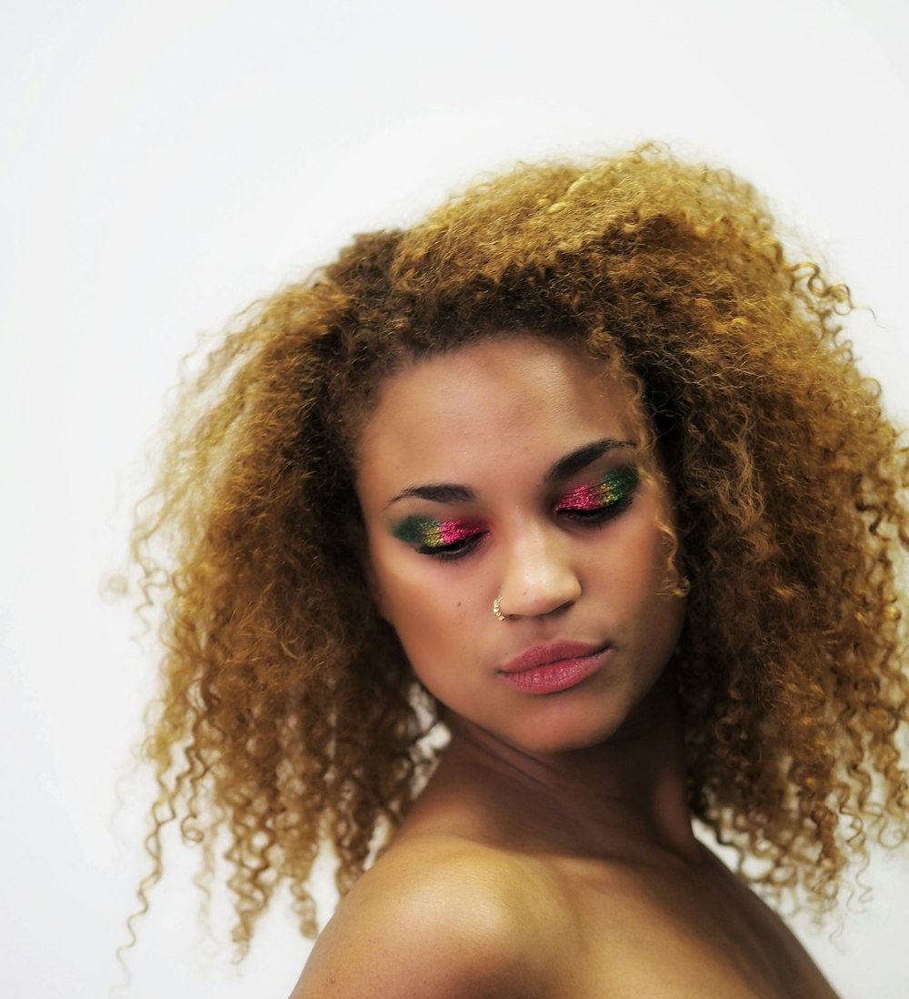 woman with brown curly hair