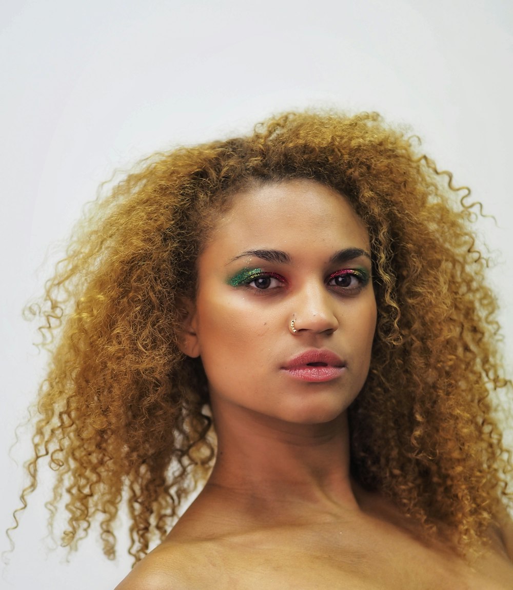 woman with brown curly hair